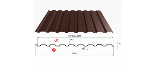 Профнастил коричневый оцинкованный  RAL 8017 С-20 купить недорого в Шеметово