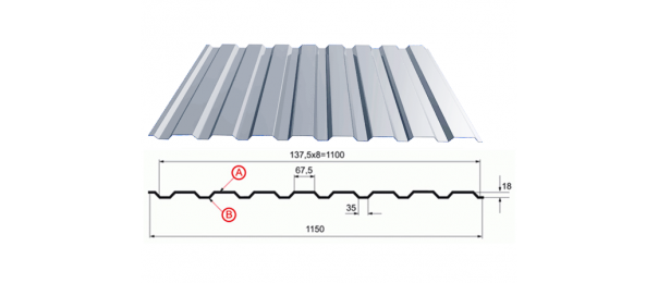 Профнастил оцинкованный С-20 1100x2500 купить недорого в Шеметово